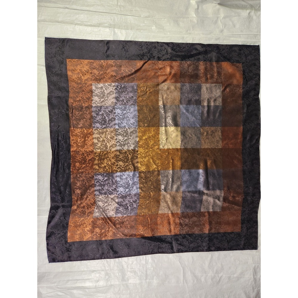 Echo Scarf VINTAGE 100% SILK Japan Brown Black Beautiful